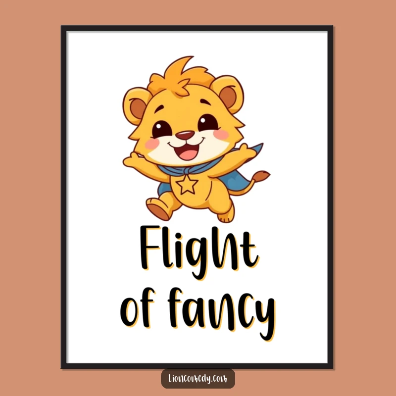 Funny Lion Cub Superhero Digital Art: Instant Heroism for Your Walls, Perfect Funny Gift!