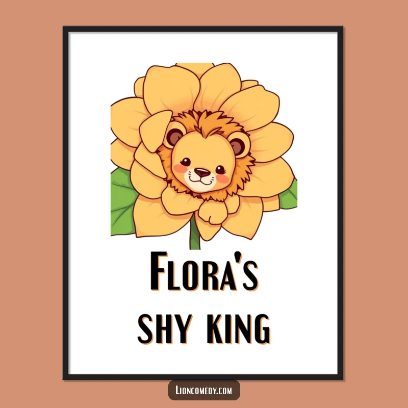Funny Curious Lion Flower Digital Art - Instant Whimsy for Your Walls