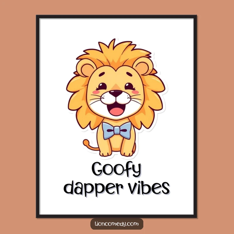 Funny Bow Tie Lion Digital Art - Dapper Leo Print, Hilarious Decor Gift