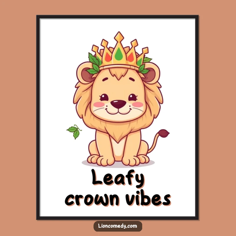 Funny Kawaii Lion Crown Digital Art - Instant Regal Goofiness Gift