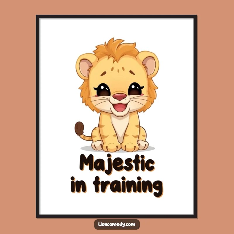 Funny Lion Cub Digital Art: Giggling Pretender Artwork, Instant Hilarious Funny Gift!