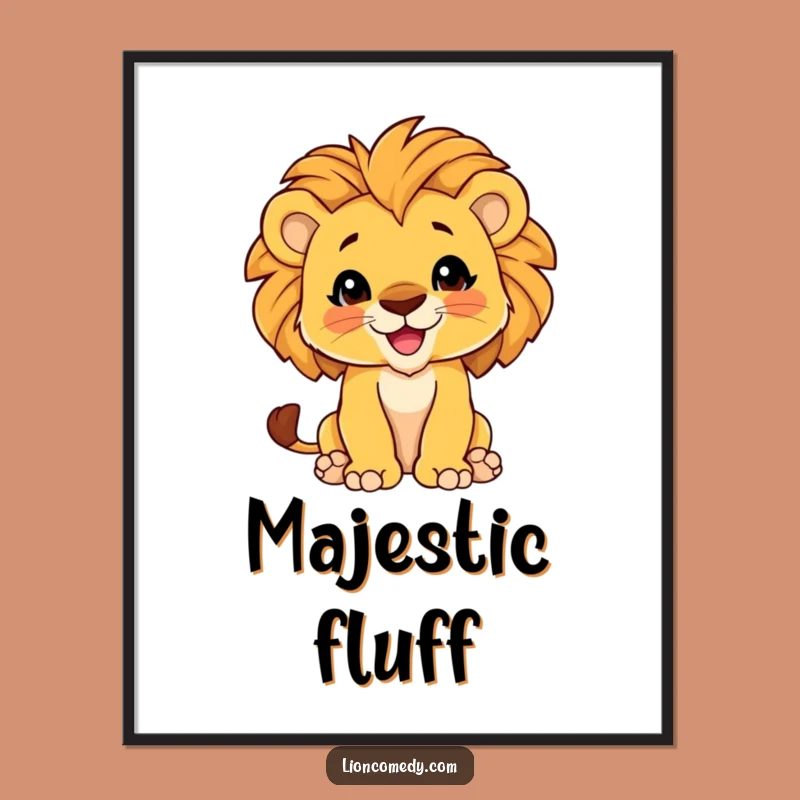 Funny Lion Cub Proud Mane Digital Art Print - Printable Playful Wall Decor Gift