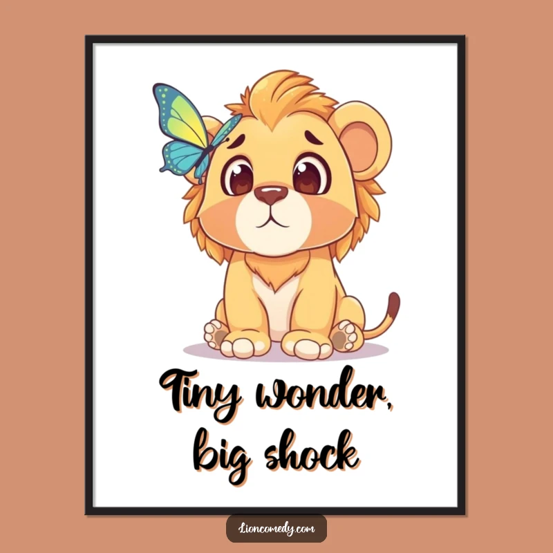 Funny Lion Cub Surprise Digital Print: Instant Giggle Art for Your Walls