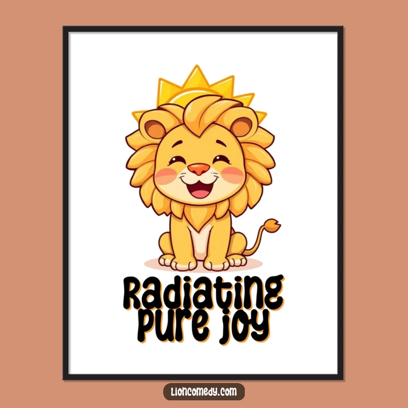 Funny Lion Digital Print: Instant Joy with Sun Balancing Art