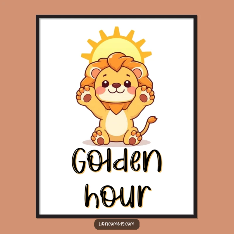 Funny Lion Sun Digital Art: Kawaii Stretch Printable - Instant Gift