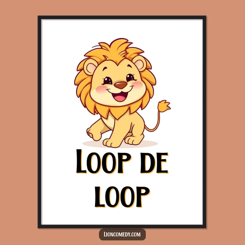 Funny Lion Tail Digital Art: Kawaii Grin Printable - Instant Gift