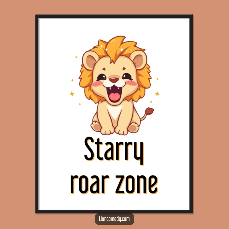 Funny Roaring Lion Cub Digital Art: Sparkly Mane Cub Whimsy, Download Gift