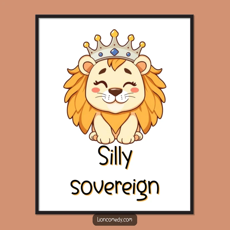 Funny Silly Lion Digital Art - Regal Winking King Print for Instant Decor Gift