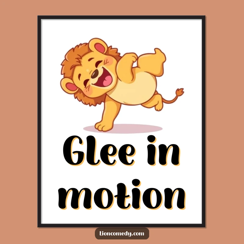 Funny Lion Cub Somersault Digital Art: Instant Glee for Your Walls, Perfect Funny Gift!