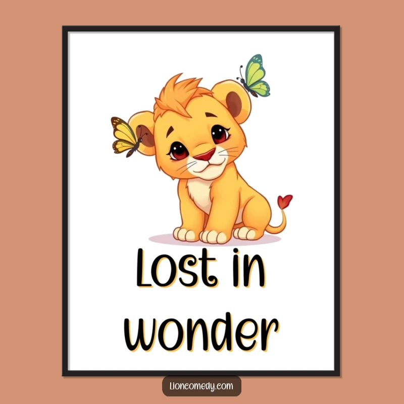 Funny Curious Lion Cub Digital Art - Instant Download, Adorable Decor, Unique Art