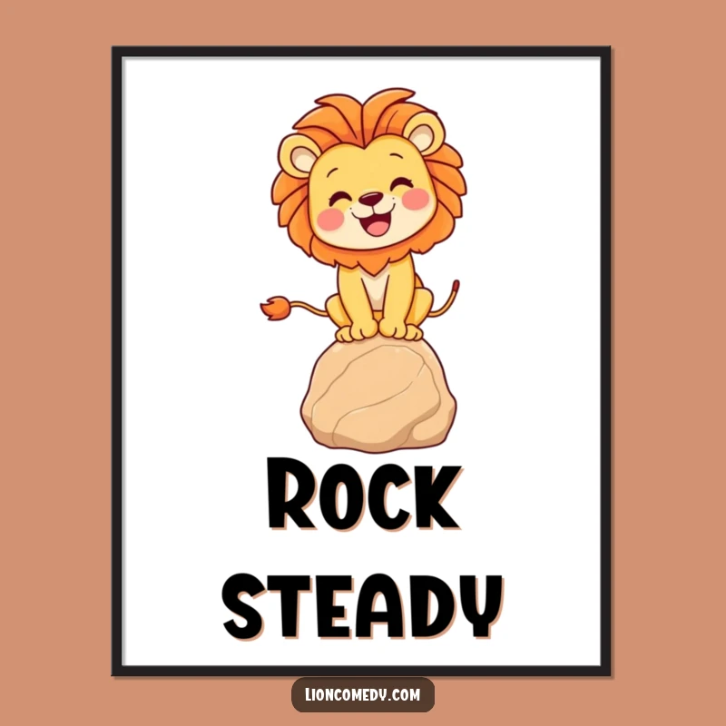 Funny Lion Balancing Digital Art: Instant Joyful Decor for a Happy Space