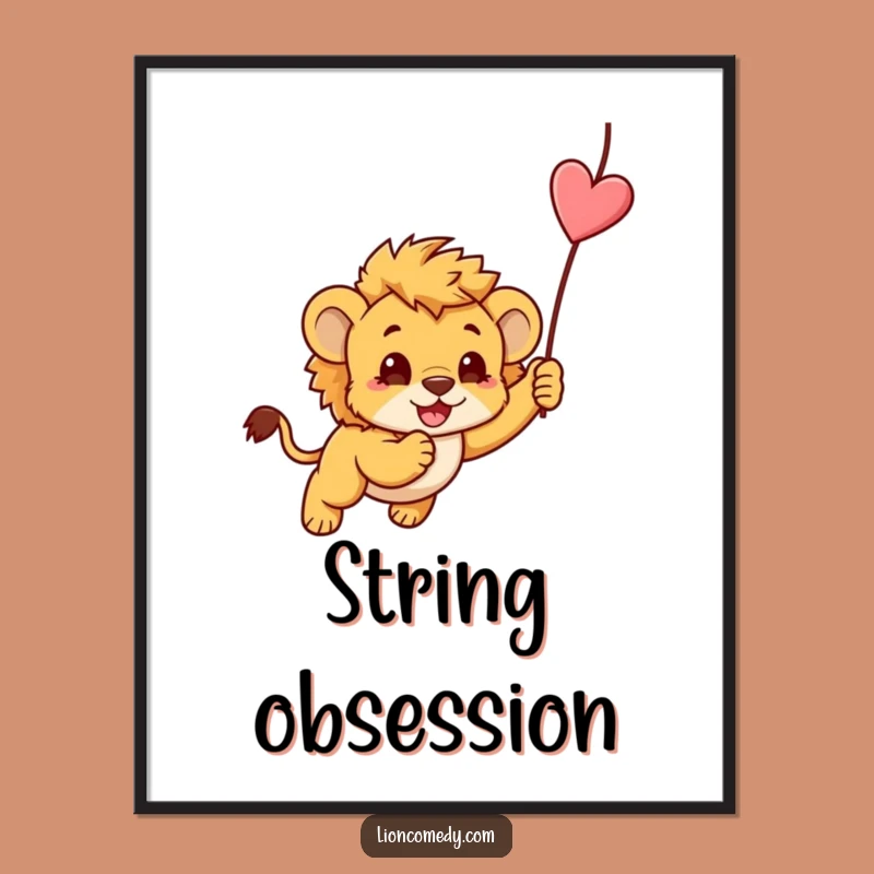 Funny Kawaii Lion Cub Pouncing Digital Art: Playful Decor Gift Instant Download