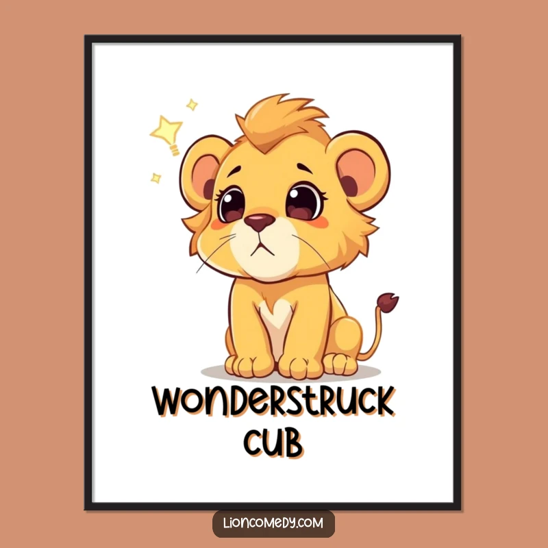 Funny Lion Cub Digital Art: Instant Starlight Magic Print
