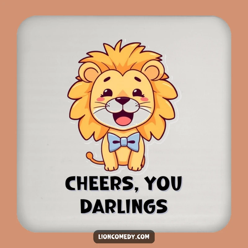 Funny Bow Tie Lion Coaster - Dapper Leo Table Protector, Hilarious Gift