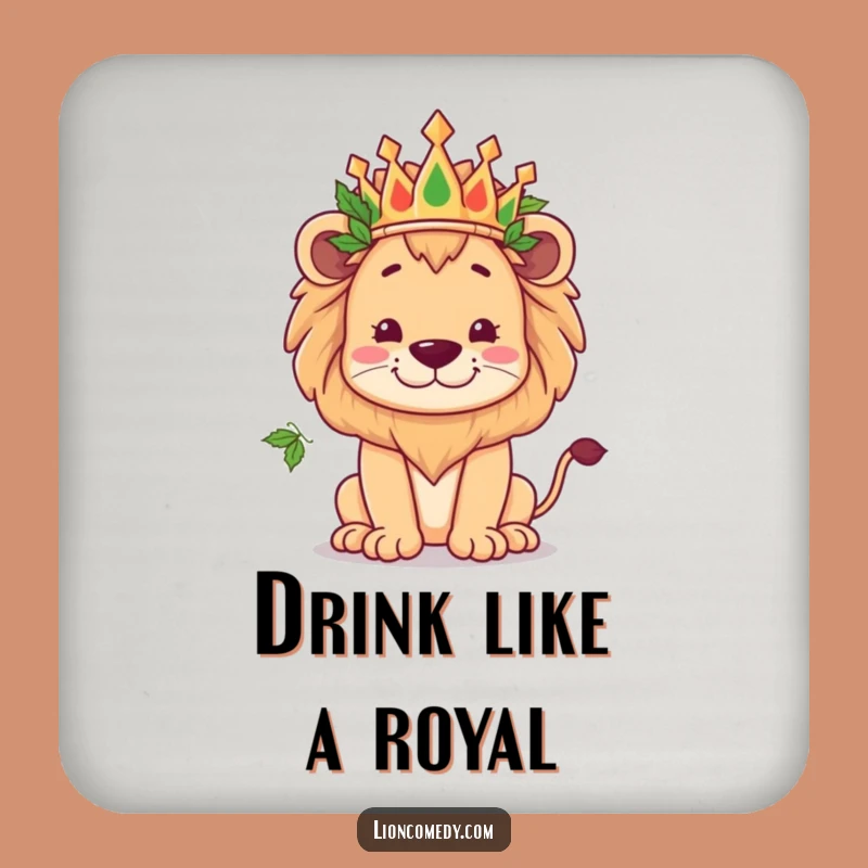 Funny Kawaii Lion Crown Coaster - Protect Surfaces Royally Gift