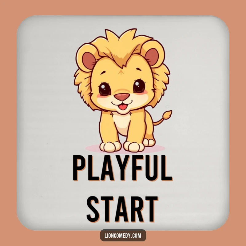 Funny Kawaii Lion Cub Pounce Coaster - Cute Baby Lion Drink Protector