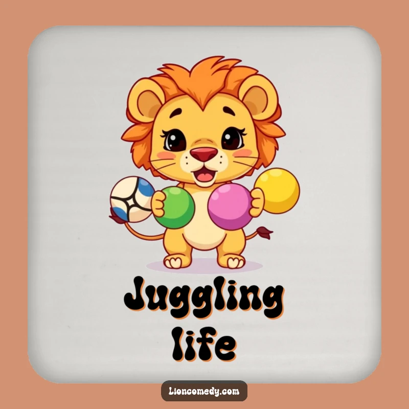 Funny Kawaii Lion Juggling Coaster Set: Determined Table Gift