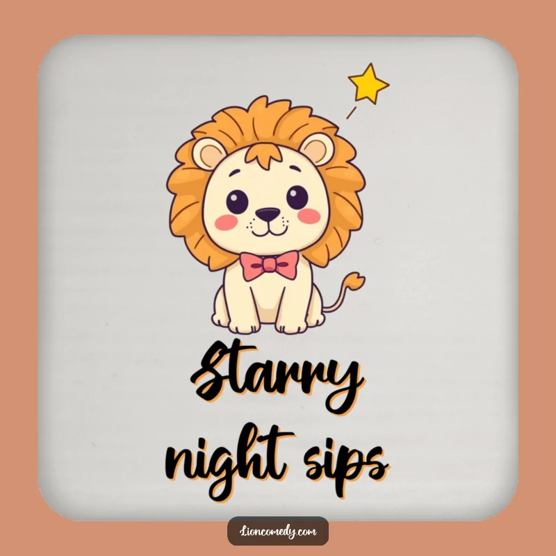 Funny Kawaii Lion Star Surprise Coaster, Protect Surfaces with Humor