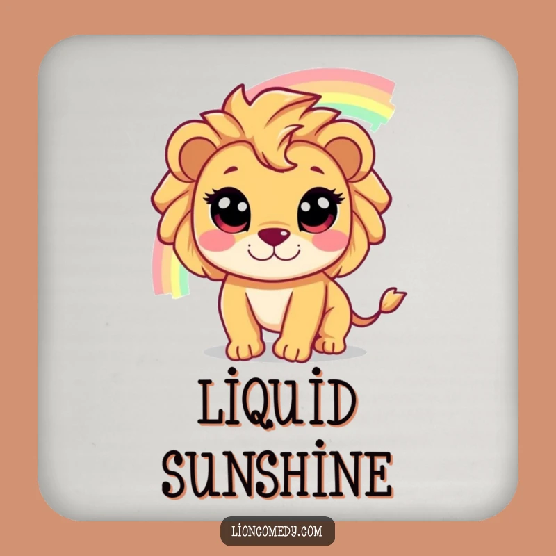 Funny Lion Chasing Rainbow Coasters: Protect Surfaces with Magic, An Ideal Funny Gift!
