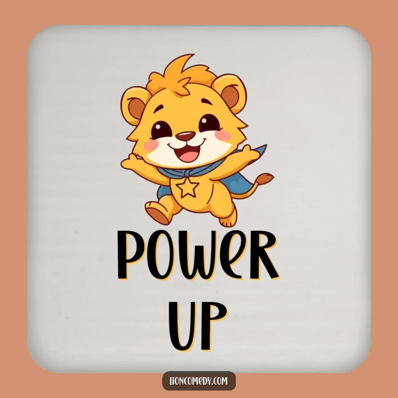Funny Lion Cub Superhero Coasters: Protect Surfaces with Heroism, An Ideal Funny Gift!