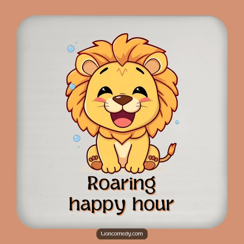 Funny Lion Roaring Bubbles Drink Coaster - Protect Surfaces, Fun Gift