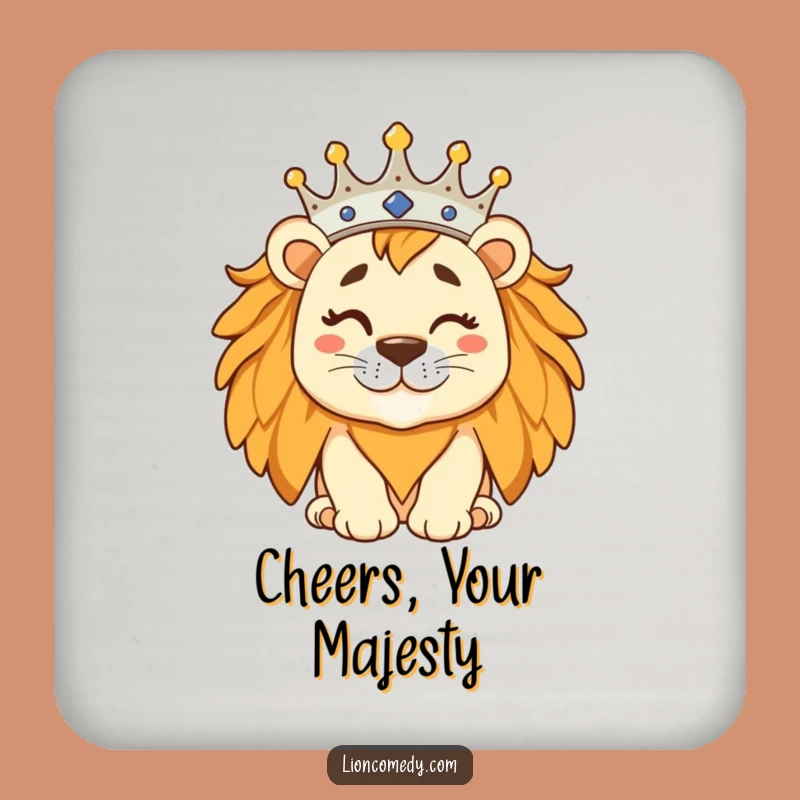 Funny Silly Lion Coaster - Regal Winking King Table Protector Gift