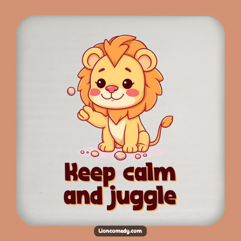 Funny Kawaii Lion Juggling Coaster - Protect Surfaces Playfully Gift