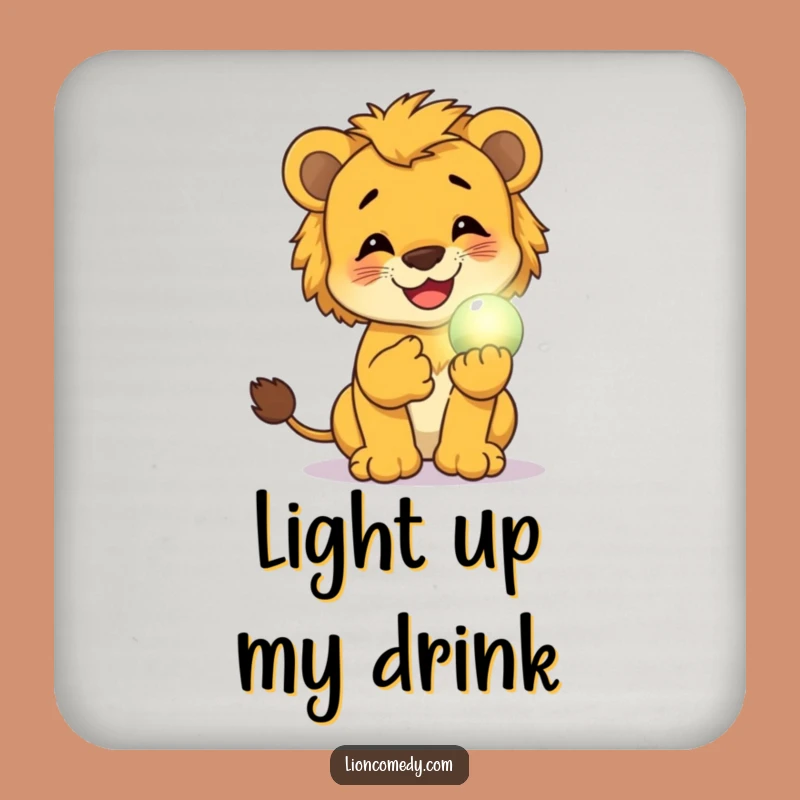 Funny Giggling Cub Coaster: Magical Orb Glow, Protects Surfaces