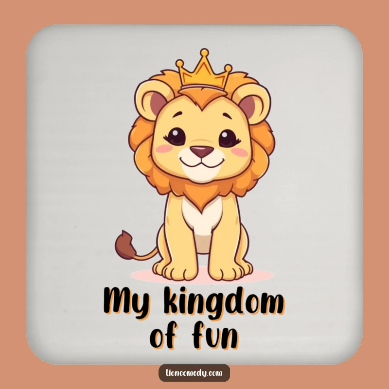 Funny Proud Lion Cub Crown Coaster: Protect Surfaces with Royal Flair