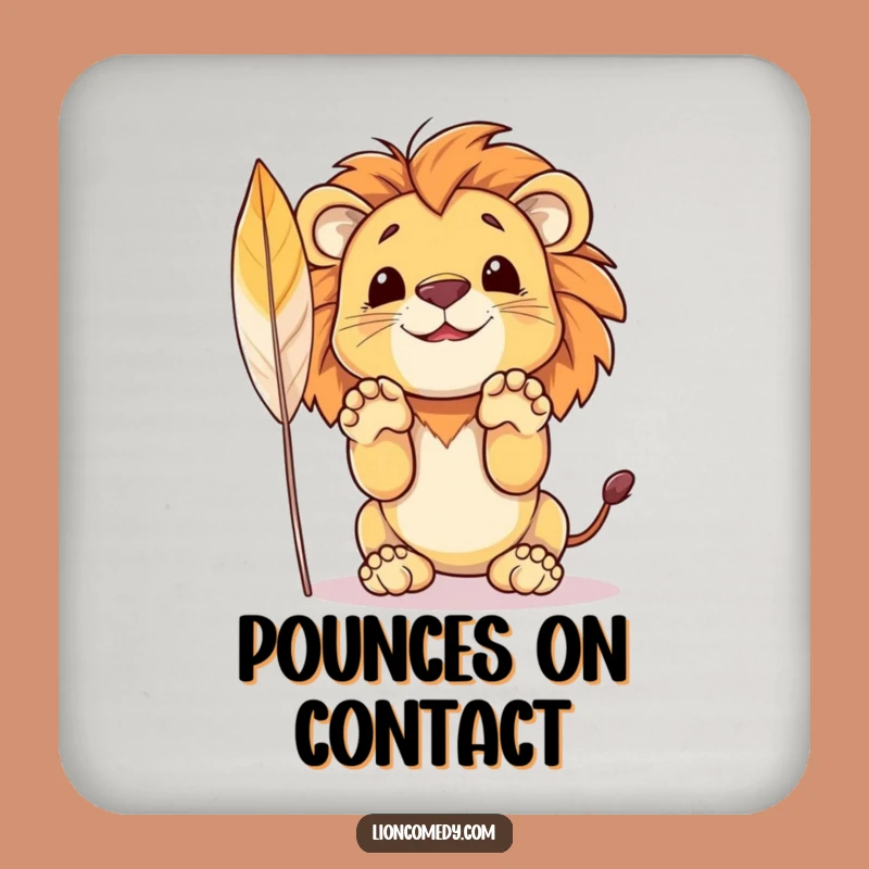 Funny Lion Coaster: Protect Surfaces with a Cub's Feather Pounce Art, Gift