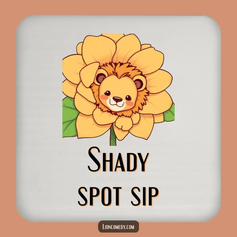 Funny Curious Lion Flower Coaster - Protect Surfaces with Playful Charm