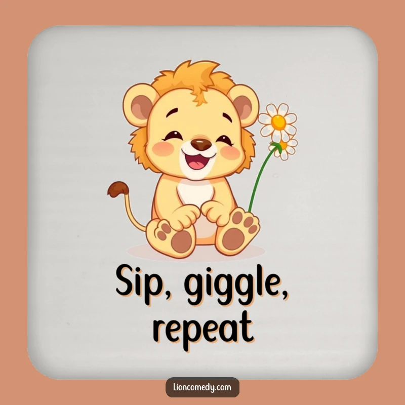 Funny Delighted Lion Cub Coaster - Protect Surfaces, Joyful Decor, Great Party Gift