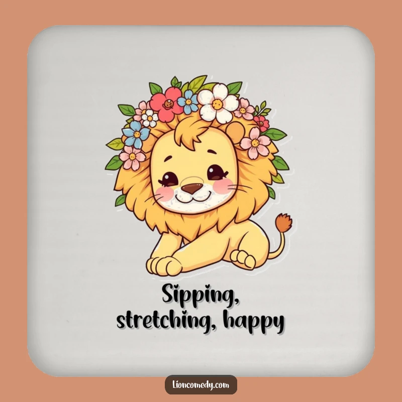 Funny Kawaii Lion Flower Mane Coasters: Protect Surfaces with Chill