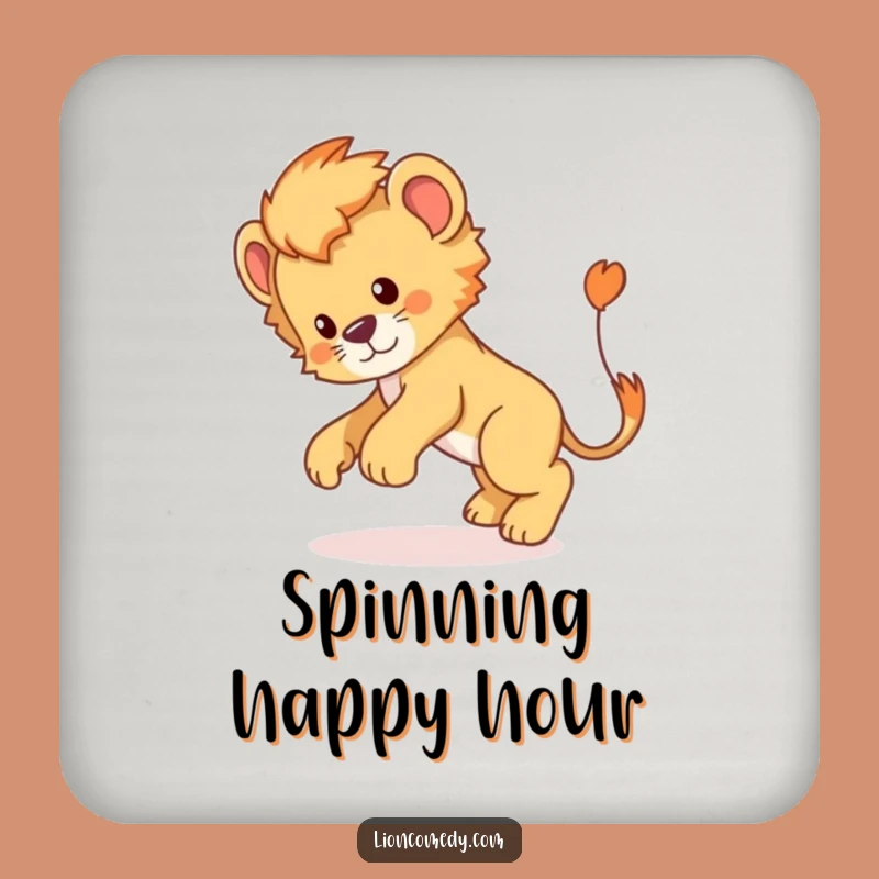Funny Lion Cub Tail Chase Coaster: Hilarious Cartoon Set for Playful Protection