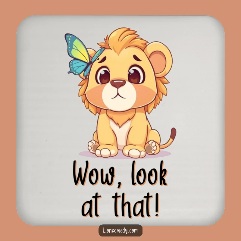 Funny Lion Cub Surprise Coaster: Protect Surfaces with a Shocked Cub