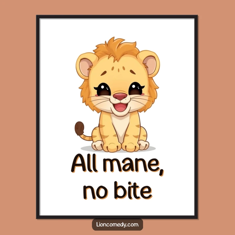 Funny Lion Cub Poster: Giggling Big Cat Dreamer, Hilarious Wall Art for a Fun Gift!