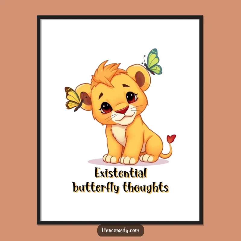 Funny Curious Lion Cub Poster - Adorable Wall Art, Nature Scene, Great Decor