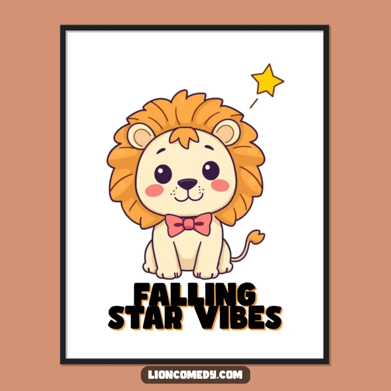 Funny Kawaii Lion Star Surprise Poster, Hilarious Wall Art for Any Room