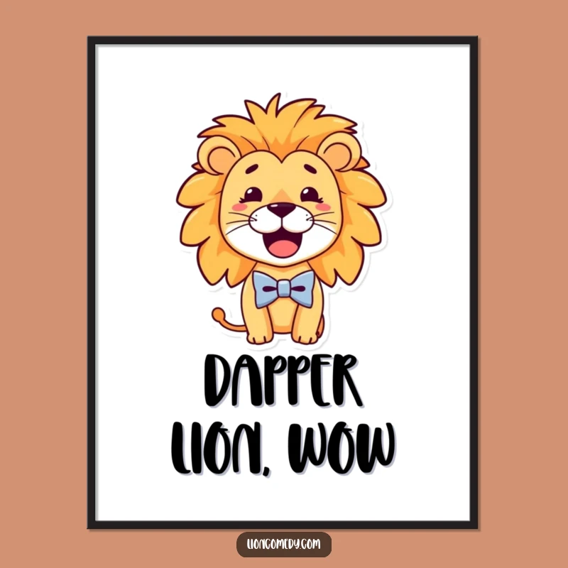 Funny Bow Tie Lion Poster - Dapper Leo Art, Hilarious Gift Idea for Decor