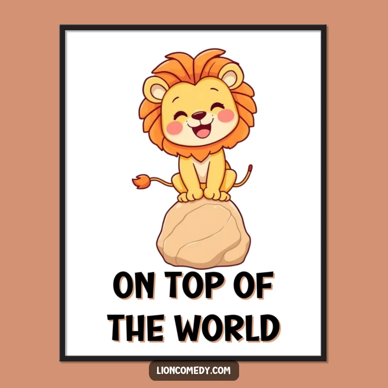 Funny Lion Balancing Art Print: Joyful & Hilarious Wall Decor for a Happy Home