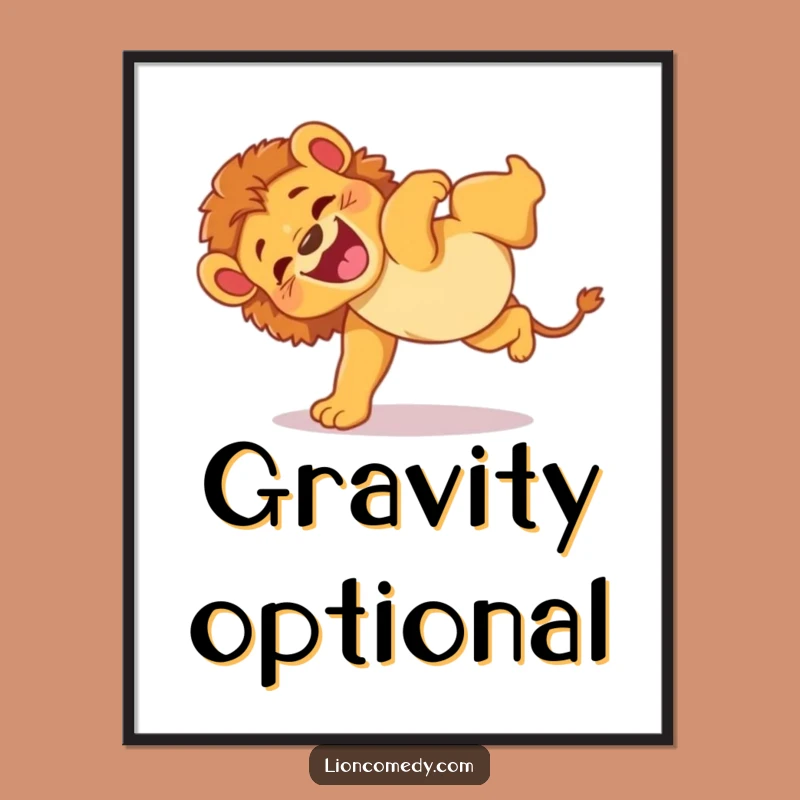 Funny Lion Cub Somersault Poster: Decorate with Delight, A Fantastic Funny Gift!