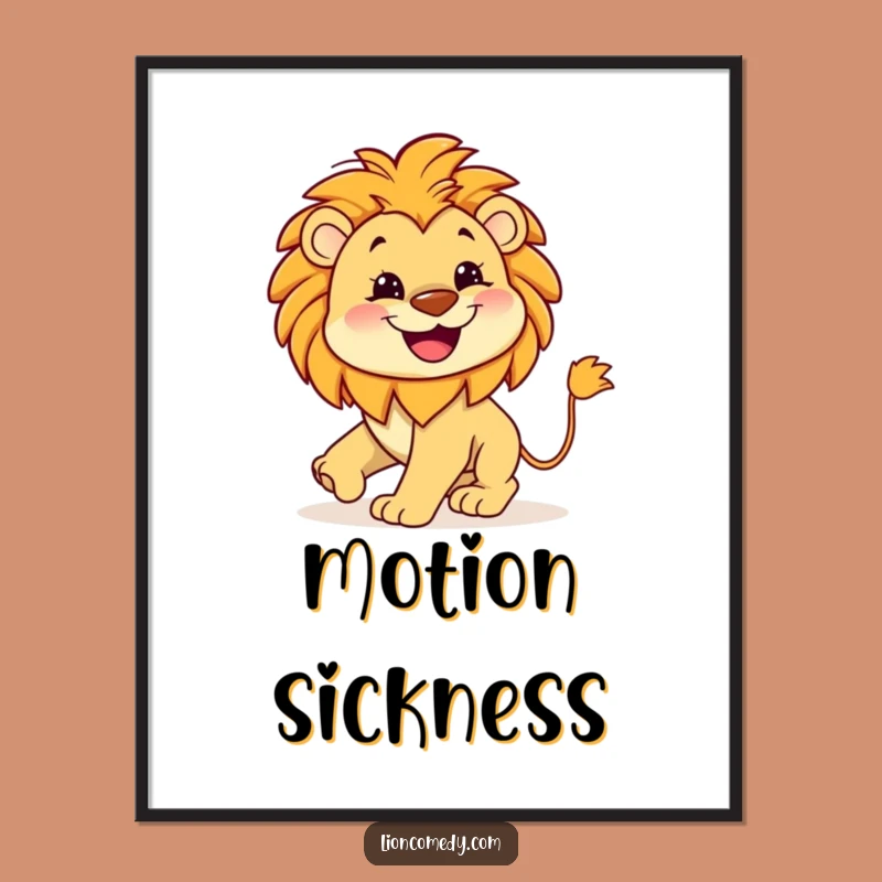 Funny Lion Tail Poster: Kawaii Grin Art - Quirky Gift