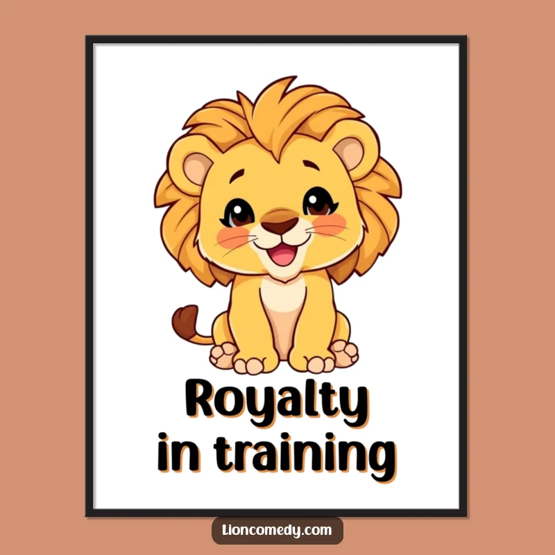 Funny Lion Cub Proud Mane Poster - Playful Baby Animal Wall Art Gift