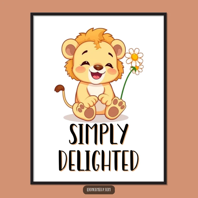 Funny Delighted Lion Cub Poster - Joyful Wall Art, Nature's Touch, Great Decor