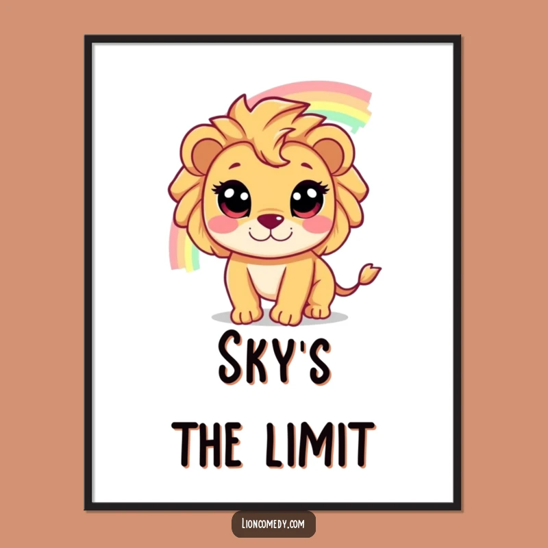 Funny Lion Chasing Rainbow Poster: Add Magic to Your Walls, A Delightful Funny Gift!