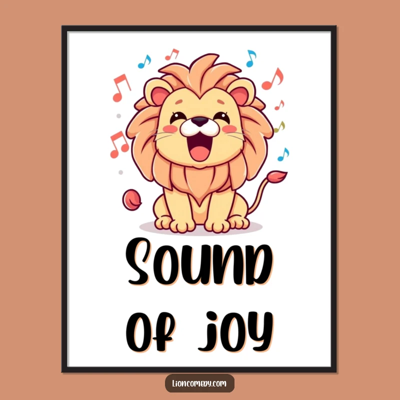 Funny Kawaii Lion Roar Poster - Musical Animal Wall Art