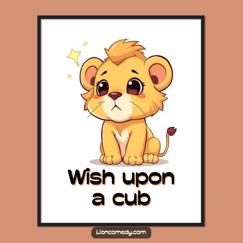 Funny Lion Cub Poster: Capture the Magic of a Shooting Star