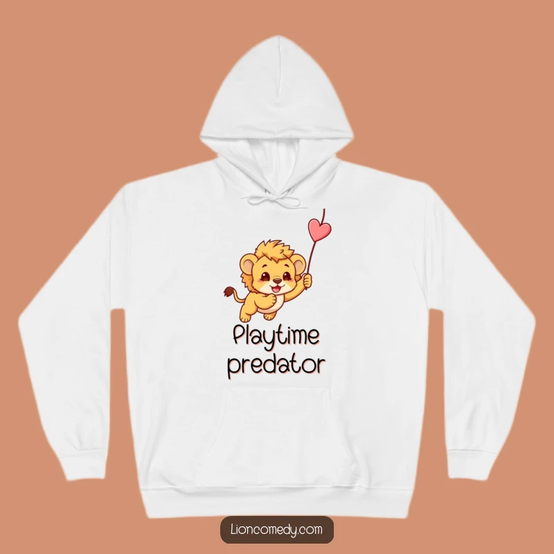 Cozy Funny Kawaii Lion Cub Pouncing Hoodie: Snuggly Playful Gift for All