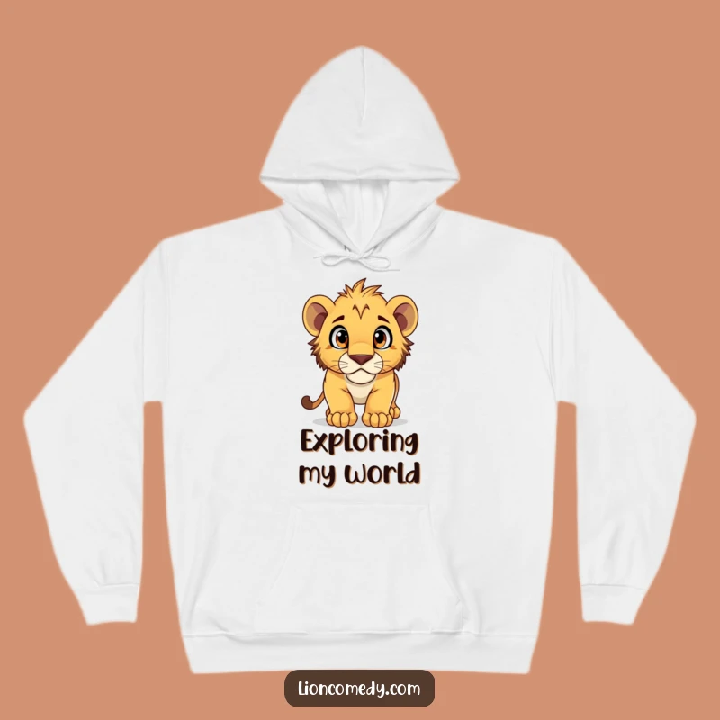 Cozy Funny Lion Cub Pouncing Hoodie - Warm Curious Baby Animal Gift