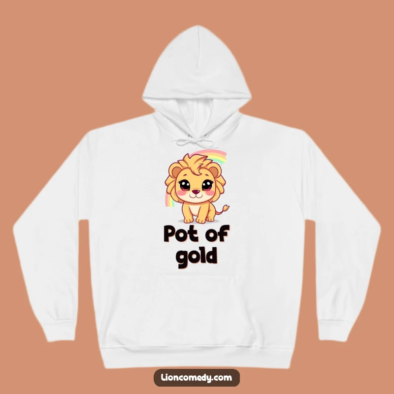 Cozy Funny Lion Chasing Rainbow Hoodie: Snuggle with Magic, An Amazing Funny Gift!